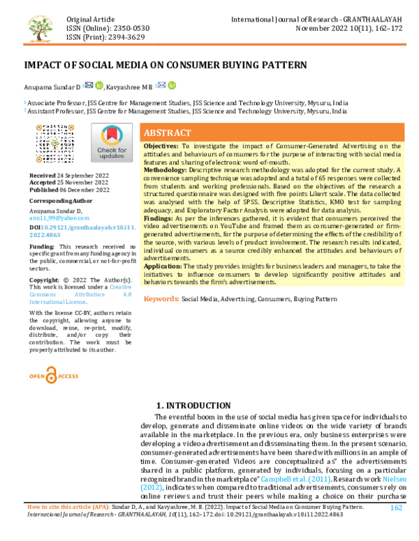 (PDF) Impact of Social Media on Consumer Buying Pattern
