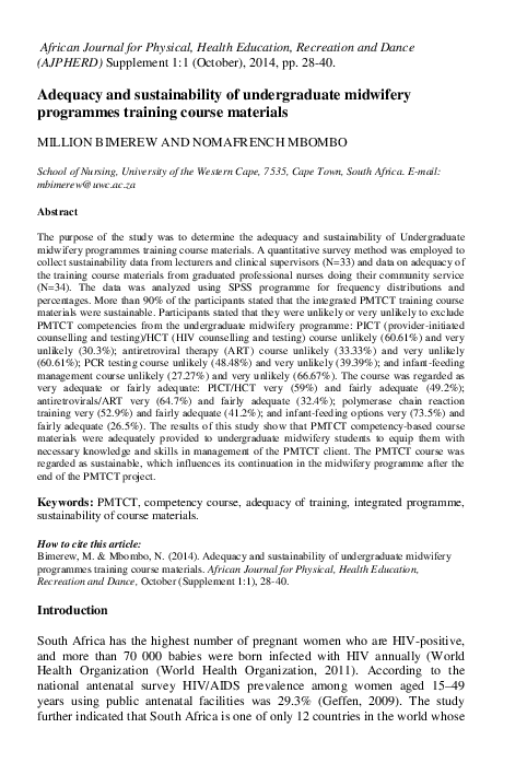 PDF) Adequacy and sustainability of undergraduate midwifery 