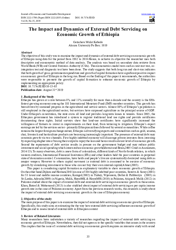 (PDF) The Impact and Dynamics of External Debt Servicing on Economic ...
