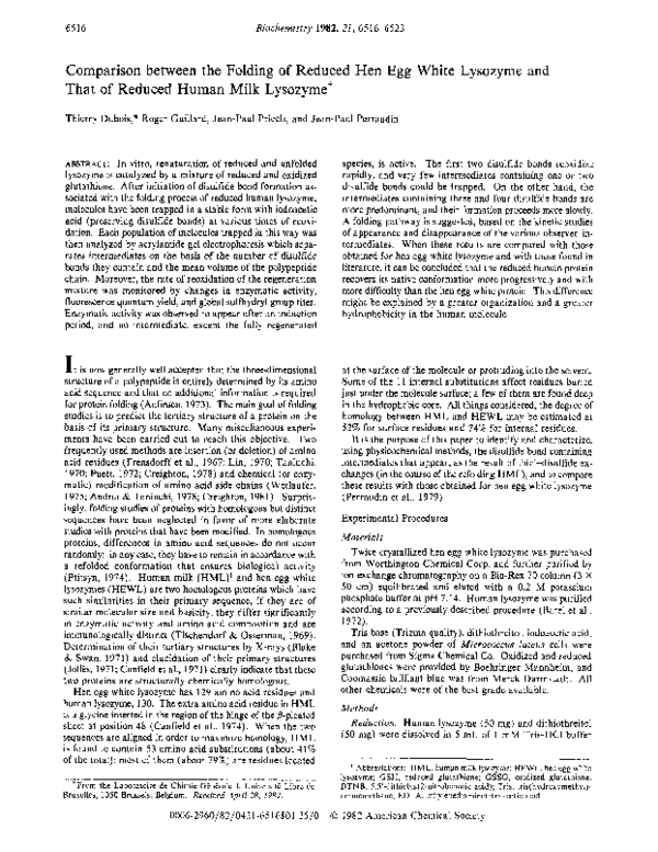 (PDF) Comparison between the folding of reduced hen egg white lysozyme ...