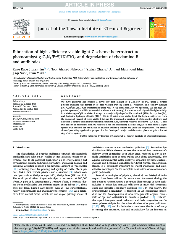 (PDF) Fabrication of high efficiency visible light Z-scheme ...
