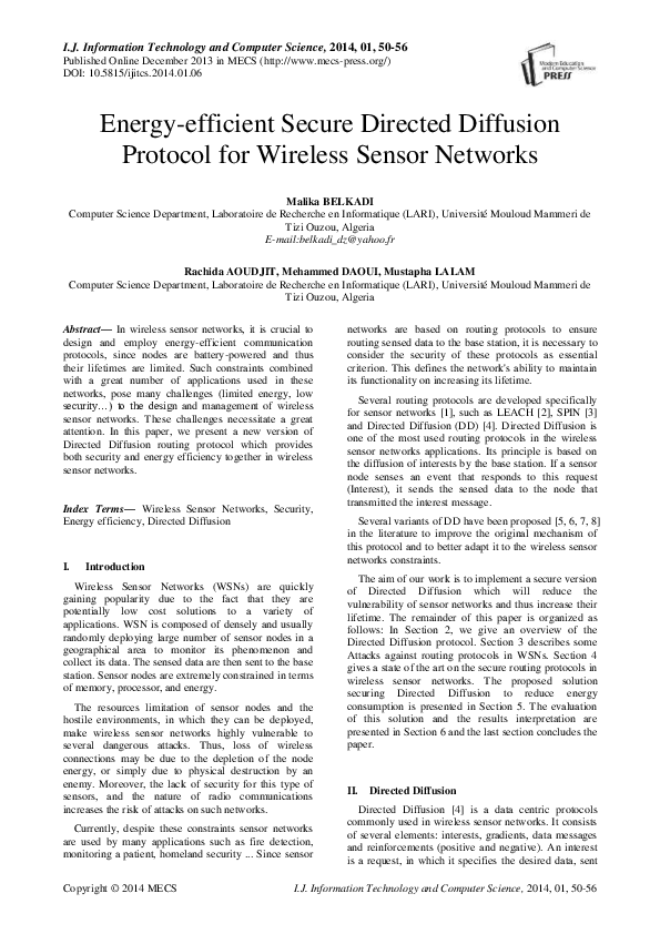 (PDF) Energy-efficient Secure Directed Diffusion Protocol for Wireless ...