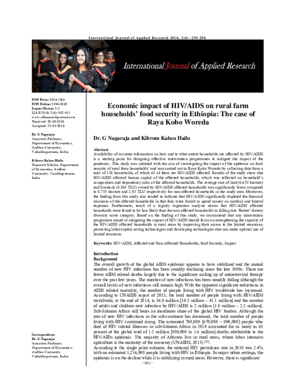 (PDF) Economic impact of HIV/AIDS on rural farm households’ food ...