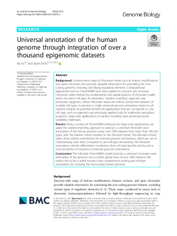 (PDF) Universal annotation of the human genome through integration of ...