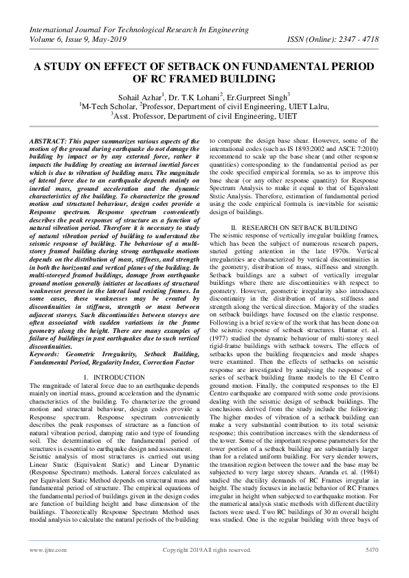 (PDF) A Study on Effect of Setback on Fundamental Period of RC Framed ...