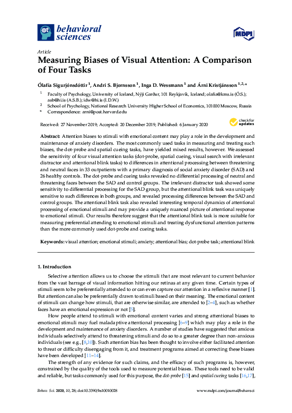 (PDF) Measuring Biases of Visual Attention: A Comparison of Four Tasks