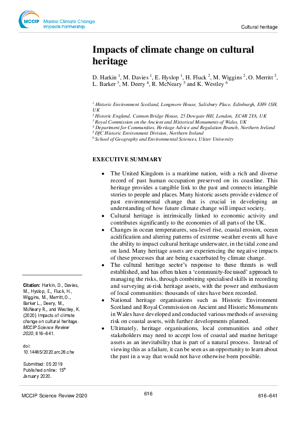 (PDF) Impacts of climate change on cultural heritage