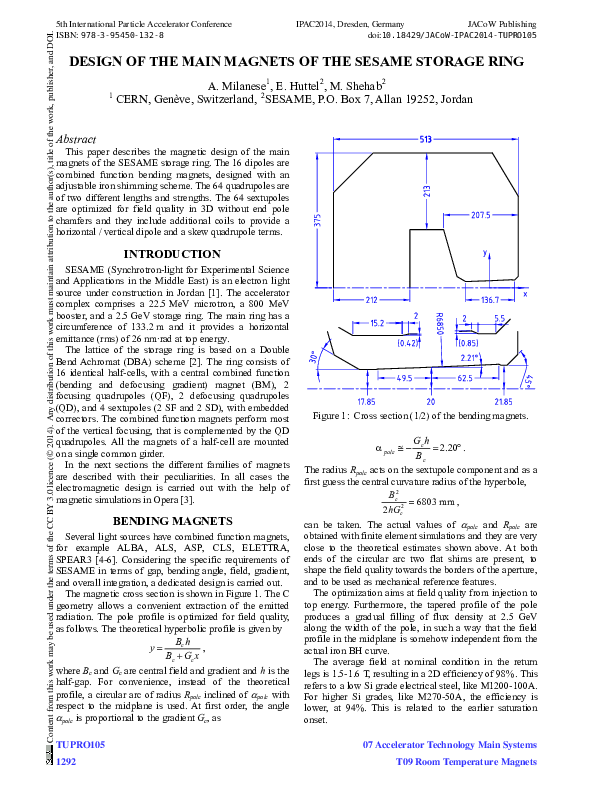 (PDF) Design of the Main Magnets of the Sesame Storage Ring