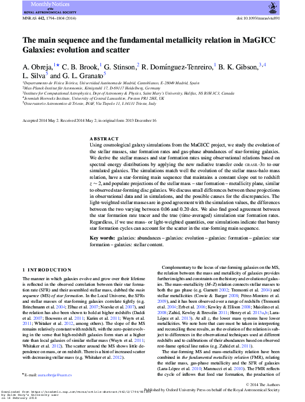 (PDF) The main sequence and the fundamental metallicity relation in ...