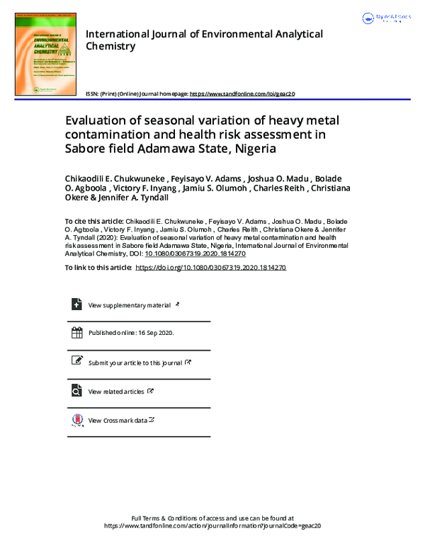 (PDF) Evaluation of seasonal variation of heavy metal contamination and ...