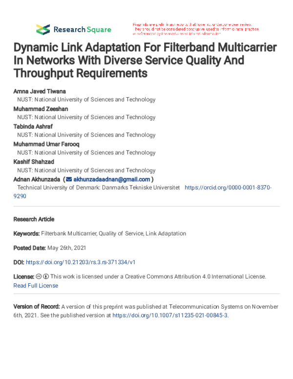 (PDF) Dynamic link adaptation for filterband multicarrier in networks ...