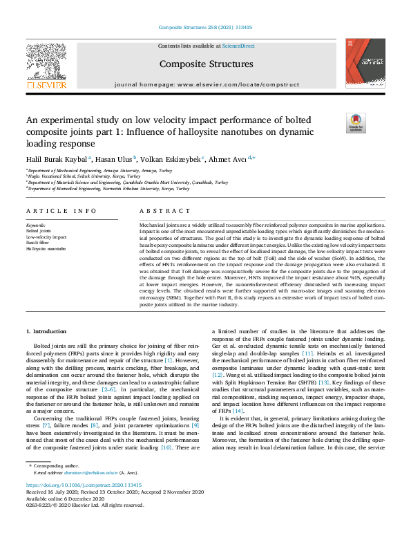 (PDF) An experimental study on low velocity impact performance of ...