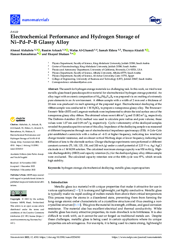 (PDF) Electrochemical Performance and Hydrogen Storage of Ni–Pd–P–B ...
