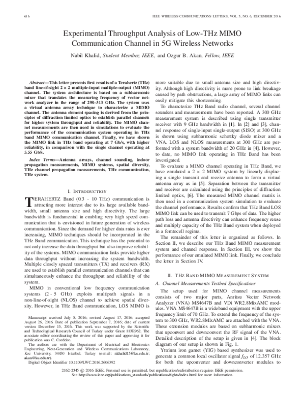 (PDF) Experimental Throughput Analysis of Low-THz MIMO Communication ...