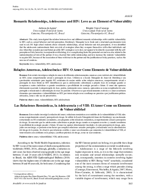 (PDF) Romantic Relationships, Adolescence and HIV: Love as an Element ...