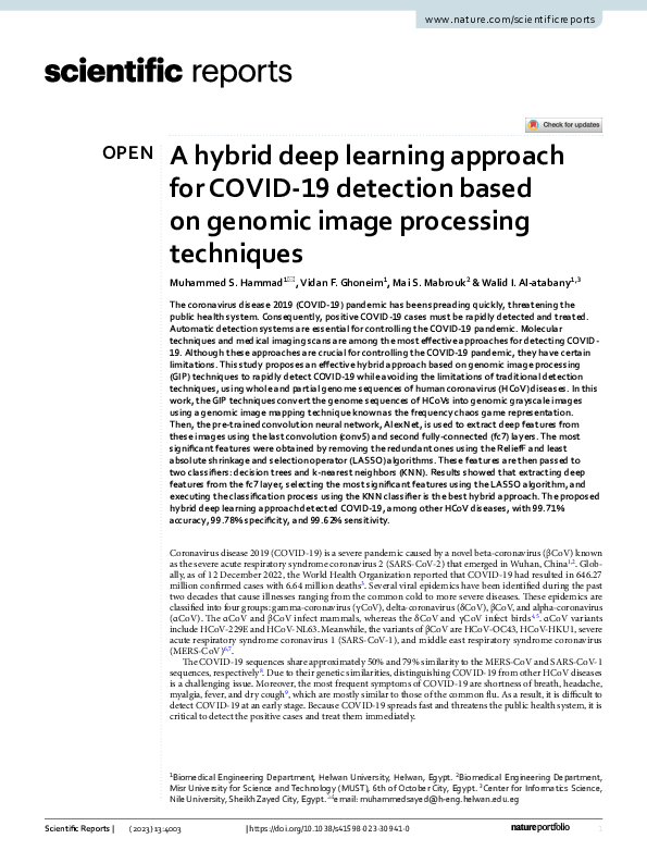 (PDF) A hybrid deep learning approach for COVID-19 detection based on ...