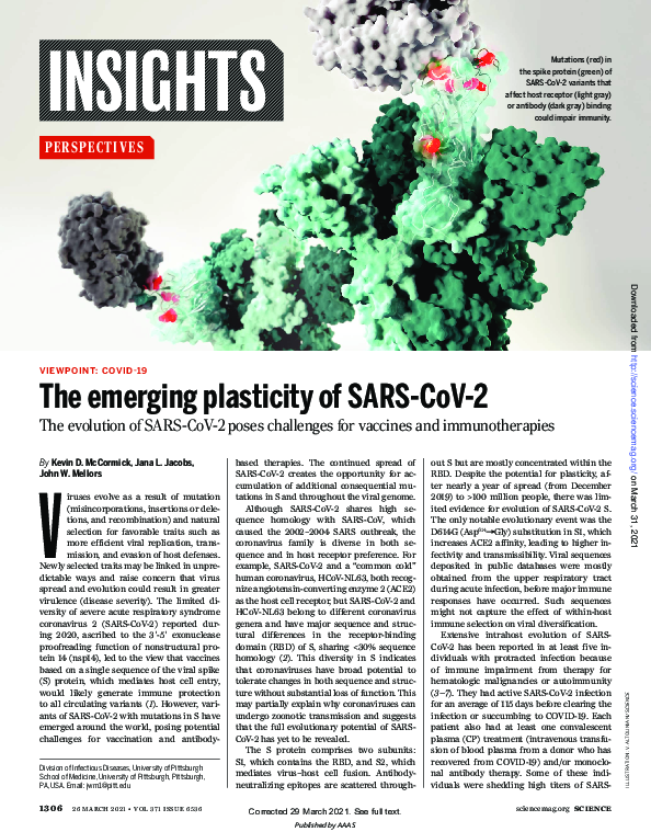 (PDF) The emerging plasticity of SARS-CoV-2