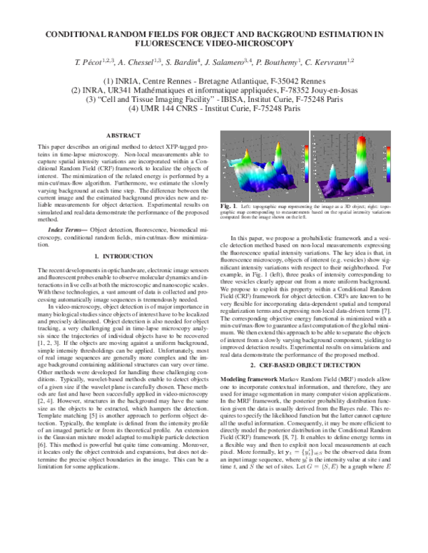 (PDF) Conditional Random Fields for object and background estimation in ...