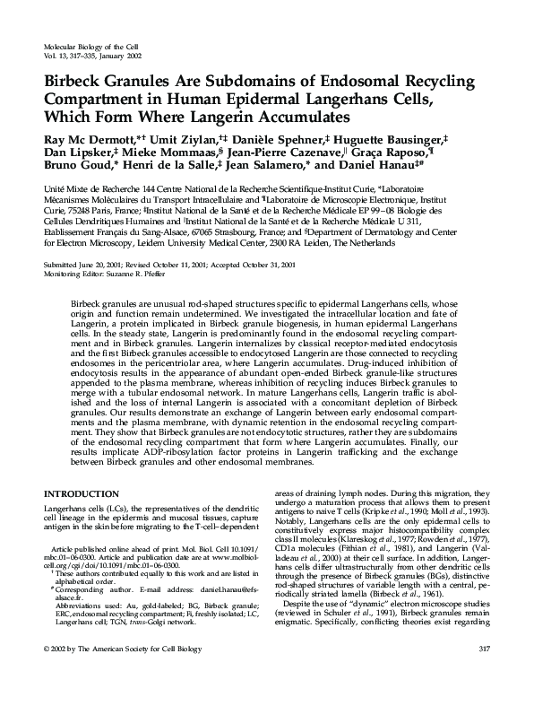 (PDF) Birbeck Granules Are Subdomains of Endosomal Recycling ...