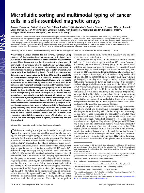 (PDF) Microfluidic sorting and multimodal typing of cancer cells in ...