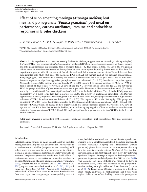 does moringa have glutathione Tree, Gift of Nature: a Review on Nutritional and Industrial Potential | Current Pharmacology Reports Effect of Moringa oleifera leaves