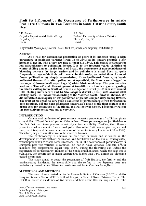(PDF) Fruit Set Influenced by the Occurrence of Parthenocarpy in ...
