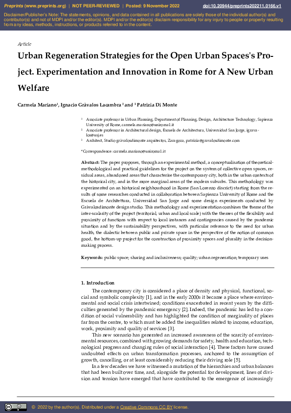 (PDF) Urban Regeneration Strategies for the Open Urban Spaces's Project ...