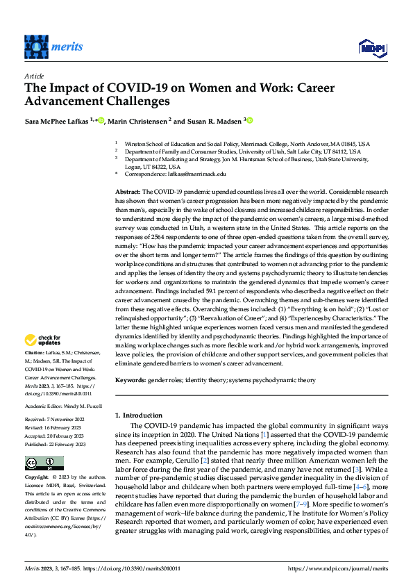 (PDF) The Impact of COVID-19 on Women and Work: Career Advancement ...