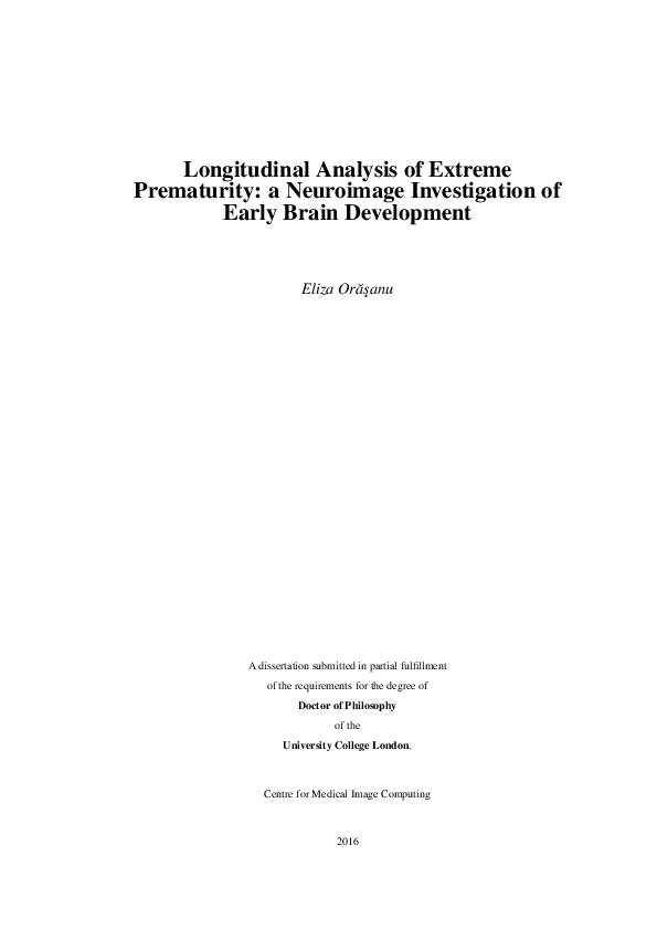 (PDF) Longitudinal analysis of extreme prematurity: a neuroimage ...