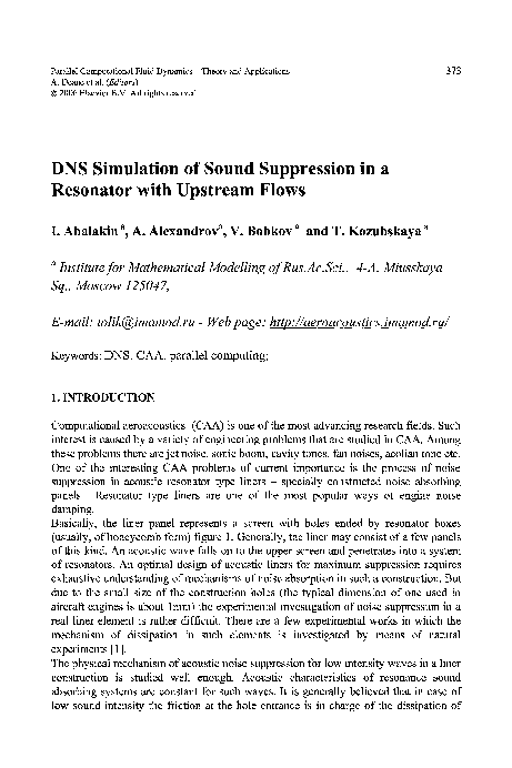 (PDF) DNS Simulation of Sound Suppression in a Resonator with Upstream ...