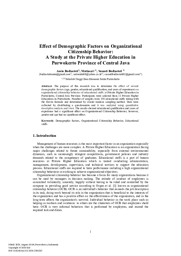 (PDF) Effect of Demographic Factors on Organizational Citizenship ...