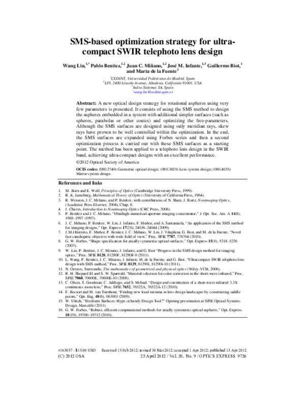 (PDF) SMS-based optimization strategy for ultra-compact SWIR telephoto ...