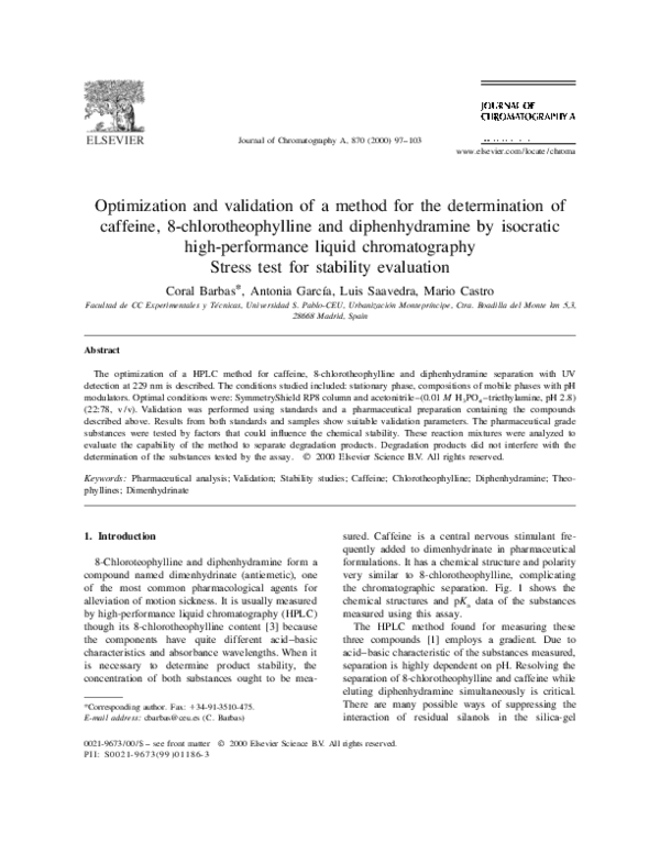 (PDF) Optimization and validation of a method for the determination of ...