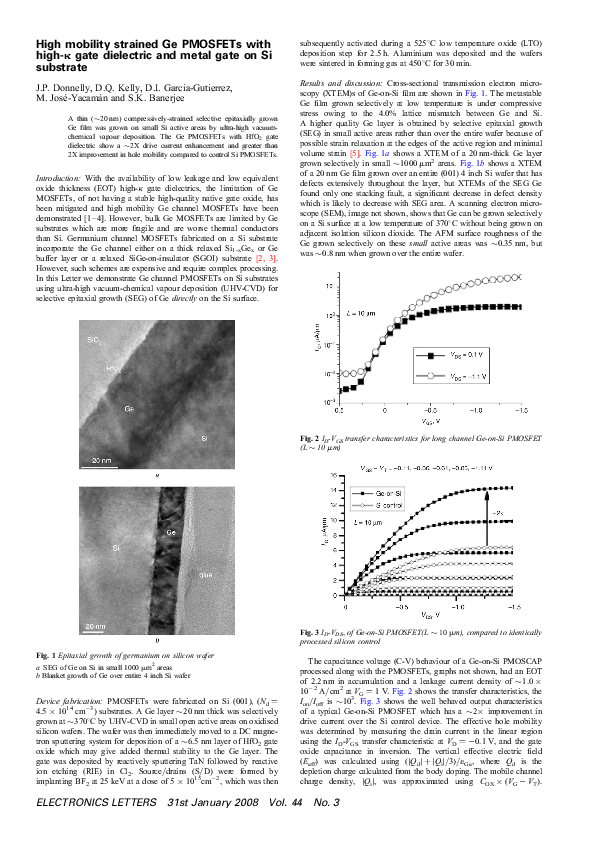 (PDF) High mobility strained Ge PMOSFETs with high- gate dielectric and ...