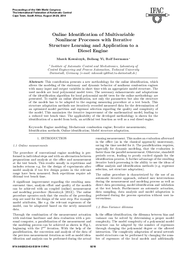(PDF) On-line identification of multivariable nonlinear system using ...