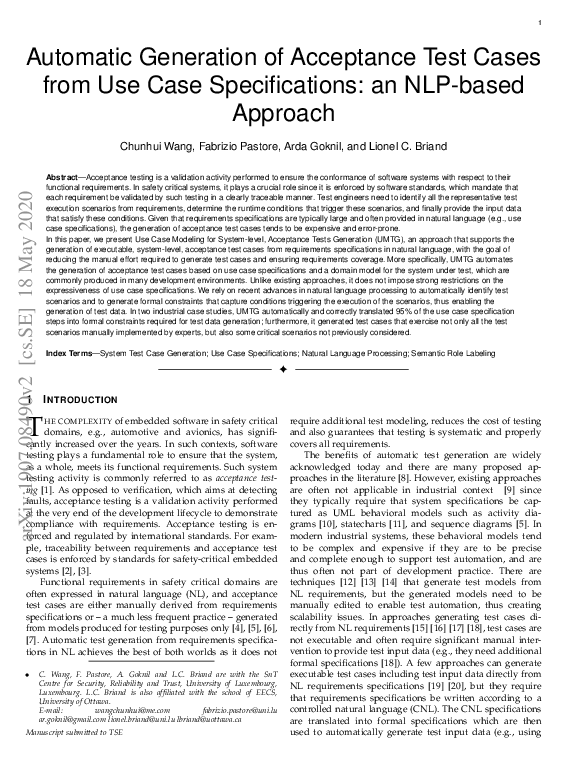 (PDF) Automatic generation of system test cases from use case ...