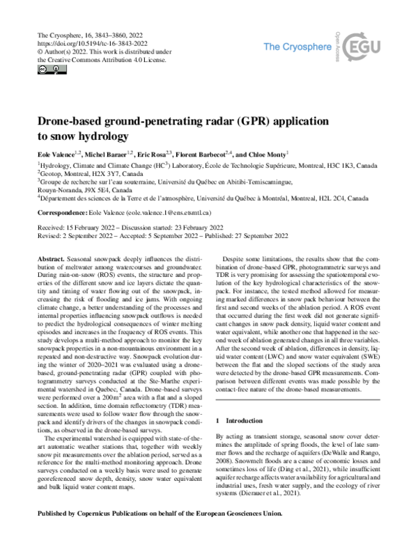 (PDF) Drone-based ground-penetrating radar (GPR) application to snow ...