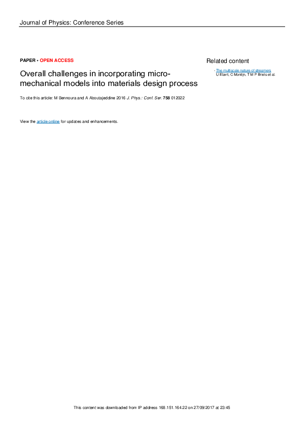 (PDF) Overall challenges in incorporating micro-mechanical models into ...
