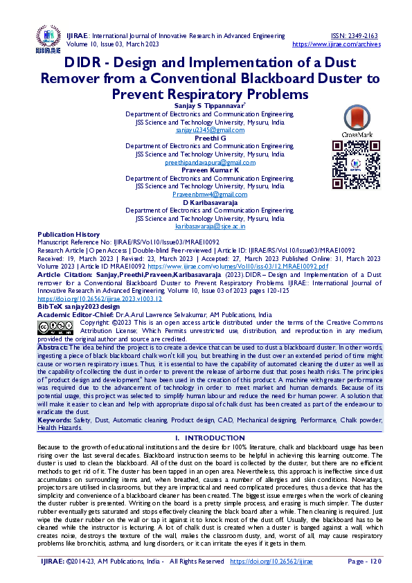 (PDF) DIDR - Design and Implementation of a Dust Remover from a ...