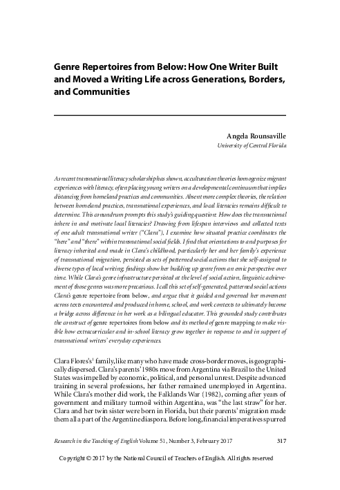 (PDF) Genre Repertoires from Below: How One Writer Built and Moved a ...