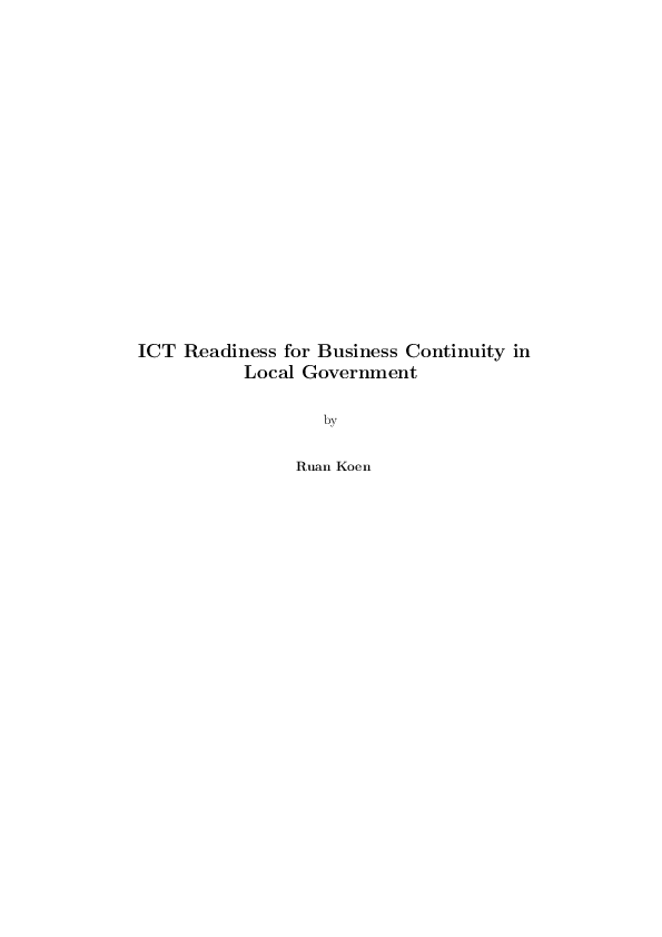 (PDF) ICT Readiness for Business Continuity in local government