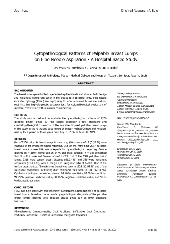 (PDF) Cytopathological Patterns of Palpable Breast Lumps on Fine Needle ...