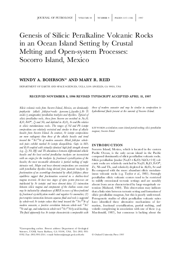 (PDF) Genesis of Silicic Peralkaline Volcanic Rocks in an Ocean Island ...