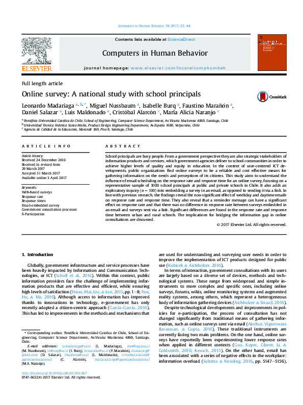 (PDF) Online survey: A national study with school principals
