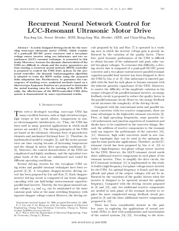 (PDF) Recurrent neural network control for LCC-resonant ultrasonic ...