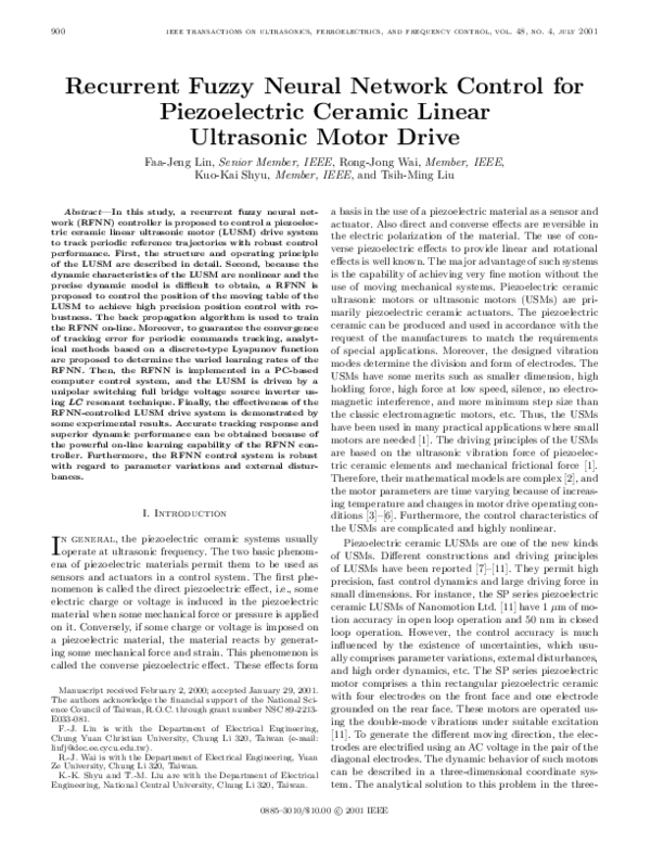 (PDF) Recurrent fuzzy neural network control for piezoelectric ceramic ...