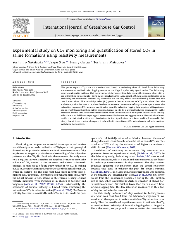 (PDF) Experimental study on CO2 monitoring and quantification of stored ...
