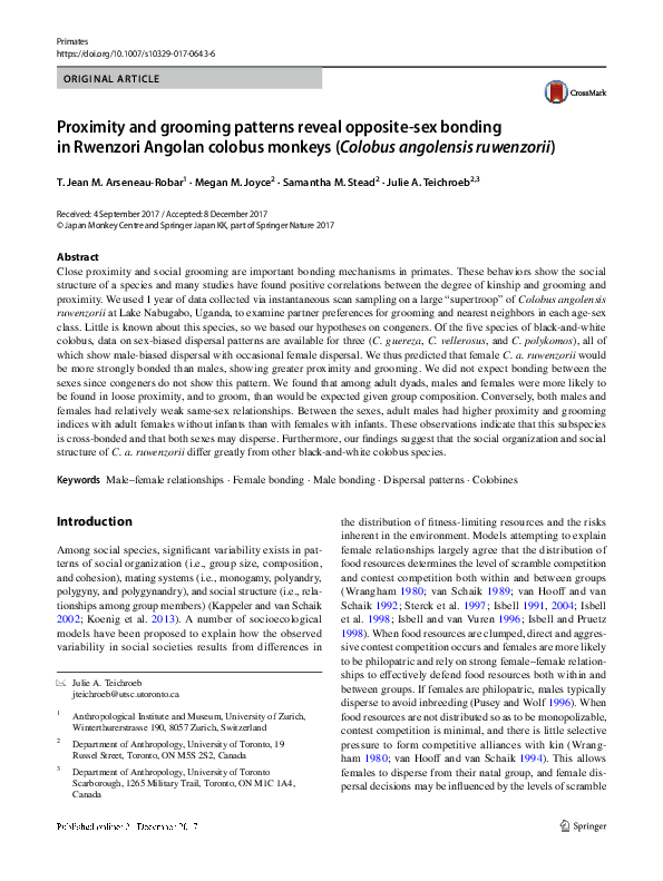 (PDF) Proximity and grooming patterns reveal opposite-sex bonding in ...