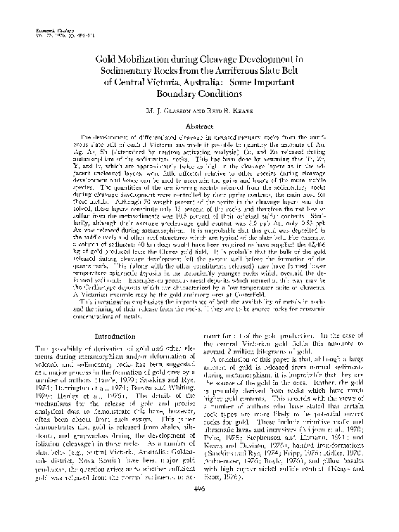 (PDF) Gold mobilization during cleavage development in sedimentary ...
