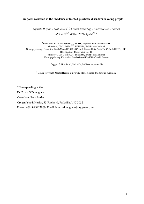 (PDF) Temporal variation in the incidence of treated psychotic ...